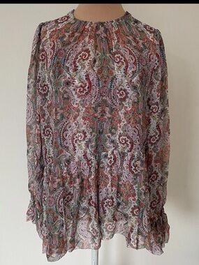 Zimmermann Ninety-Six
Asymmetric Silk Multicolor Paisley
Print Blouse EUC Size 1